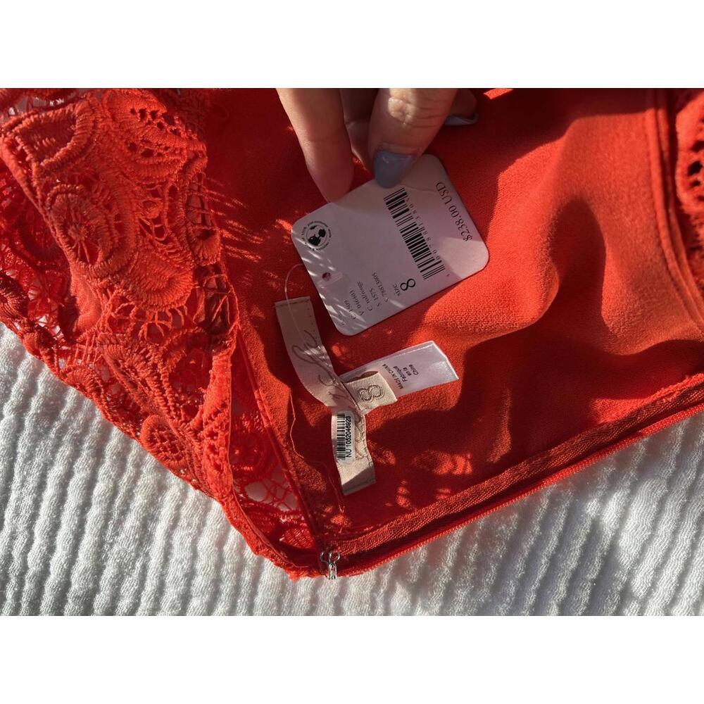 Anthropologie x Hutch - Sleeveless Orange Lace Knee-Length Dress, Size 8, NWT - Picture 9 of 11